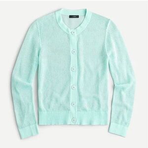 J. Crew Pointelle-stitch cardigan sweater Mint Green Sea Spray Size XS